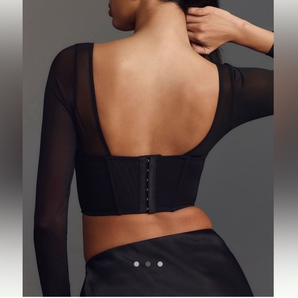 Nwt corset mesh long sleeve crop top - Picture 3 of 6